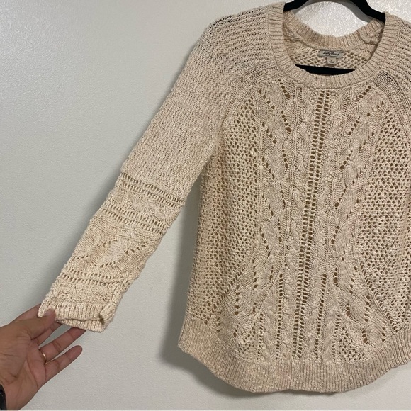 Lucky Brand Sweater Women’s Size Large Cream Pointelle knit Sweater - Picture 12 of 12